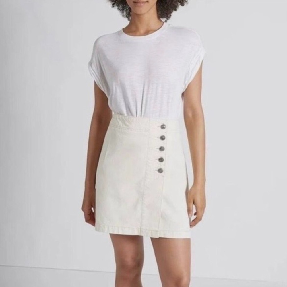 Current/Elliott Mini Jean Wrap White Skirt Size 27